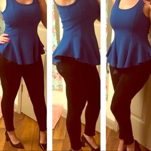 Super cute blue peplum top